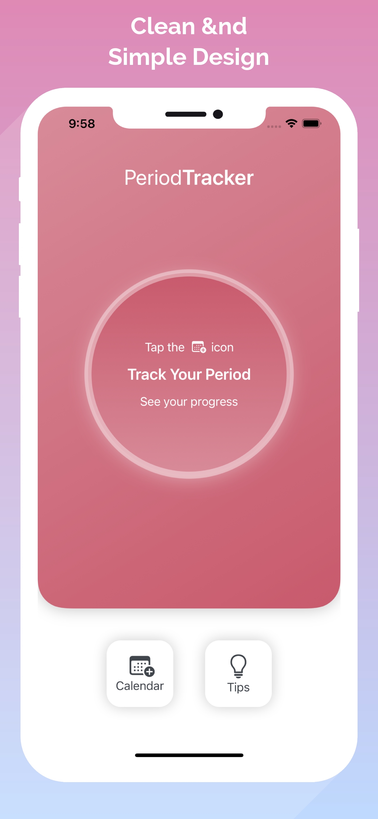 Period Tracker calendar view showing cycle overview and predictions