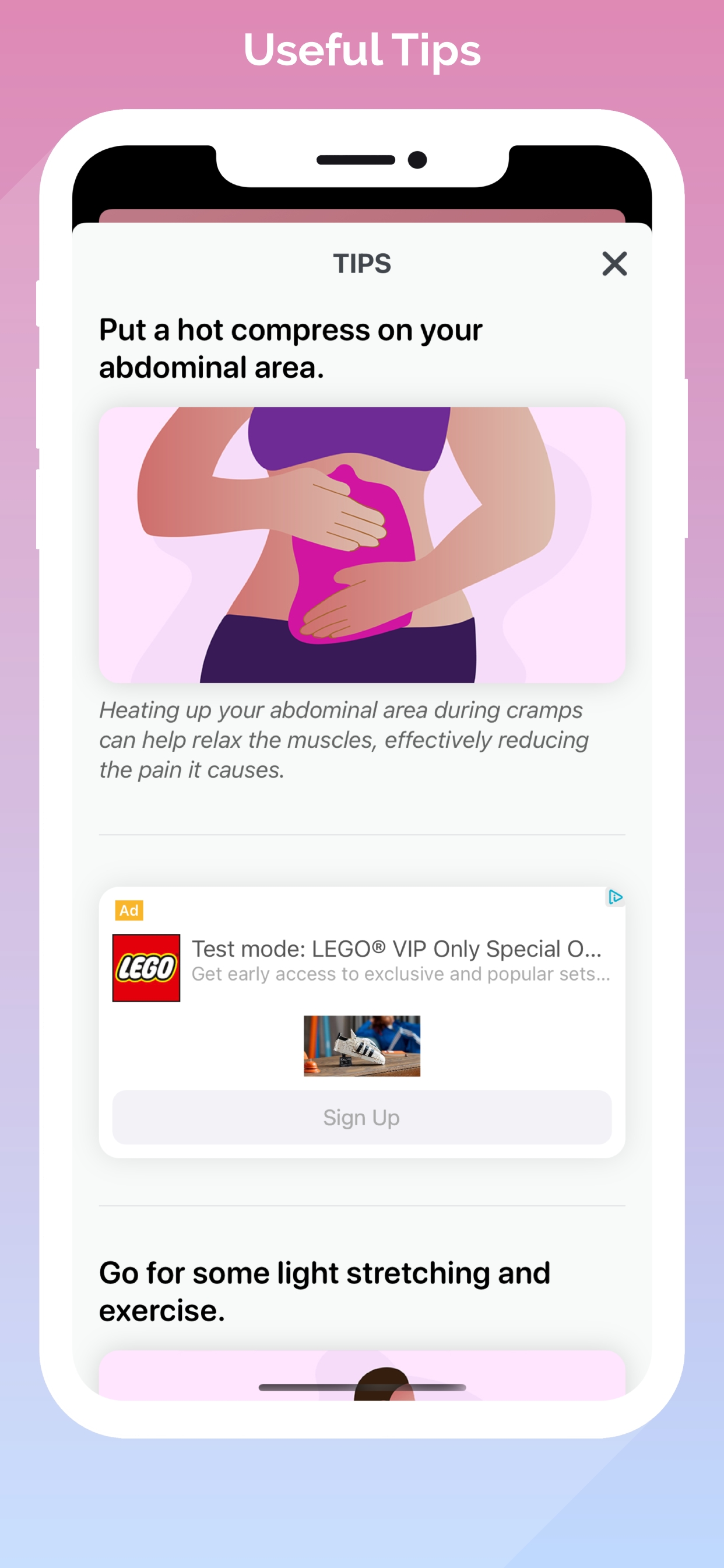 Symptom logging interface with customizable tracking options